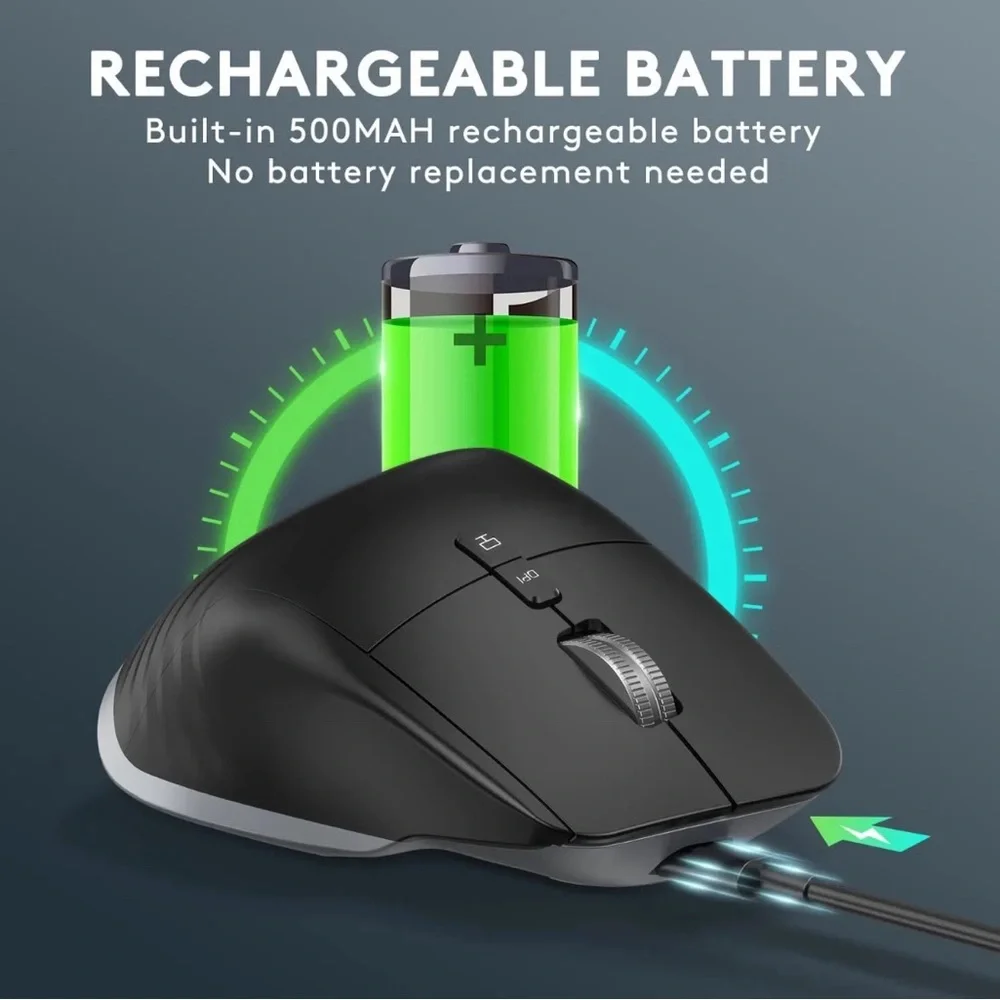 LED Wireless Mouse Ergonomic Silence Click Rechargeable 4000 DPI 9Multi Buttons